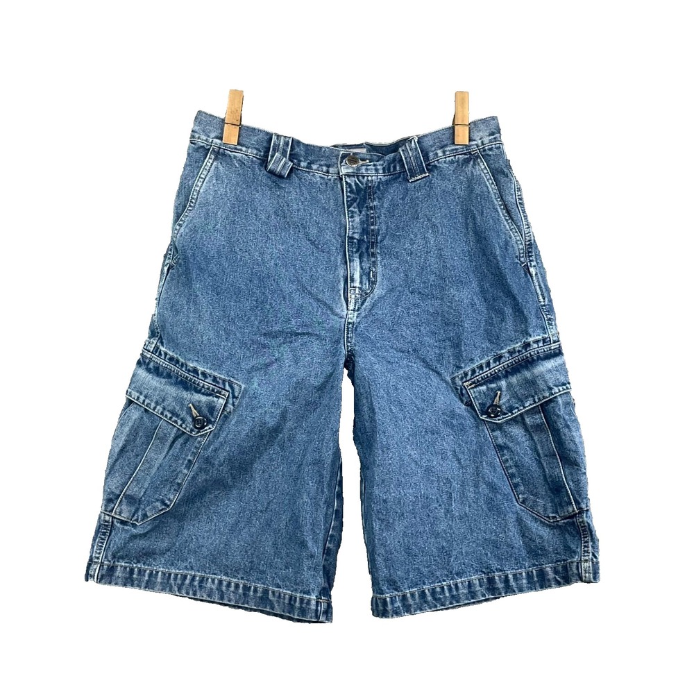Utility Cargo Shorts Mens 34 Blue Denim Cotton American Surf Skate Streetwear